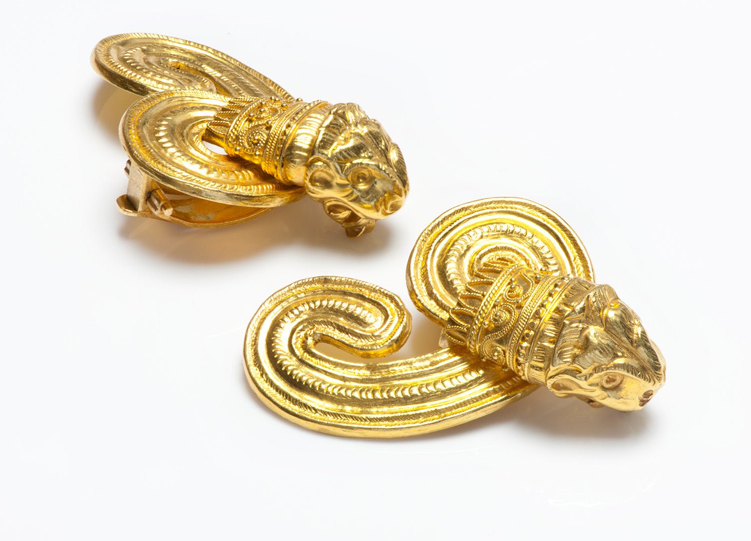 Lalaounis 22K Yellow Gold Chimera Lion Dragon Earrings