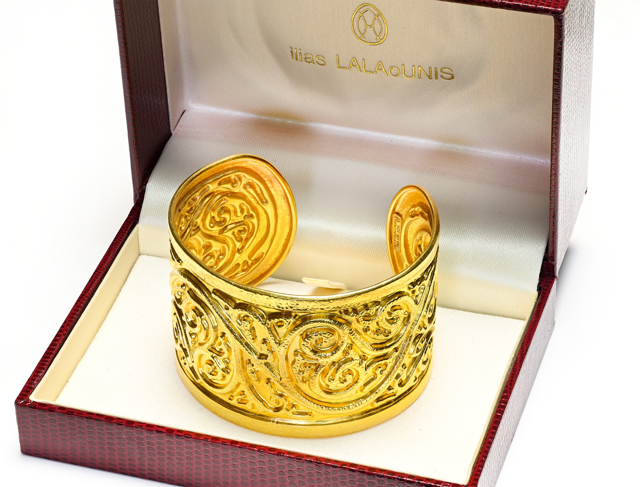 Lalaounis Gold Scroll Design Cuff Bracelet