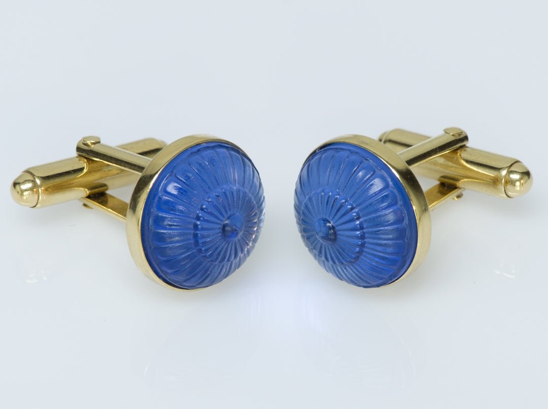 Lalique Gold Plated Glass Cufflinks