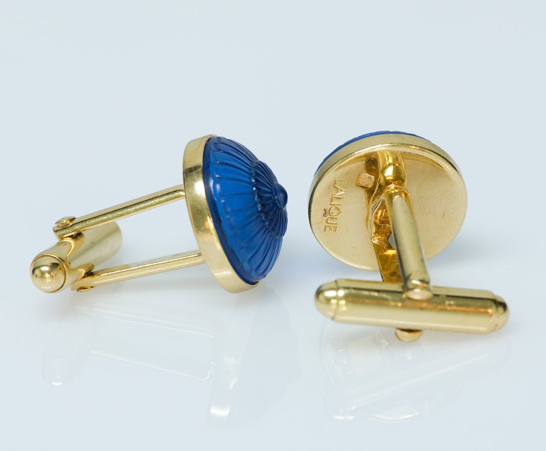 Lalique Gold Plated Glass Cufflinks