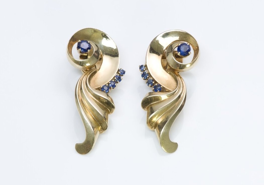 Lambert Brothers Gold Sapphire Earrings