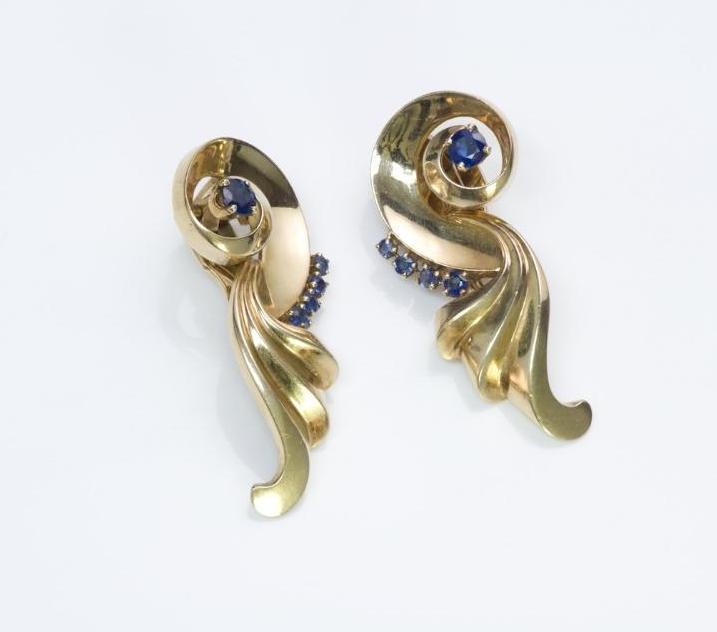 Lambert Brothers Gold Sapphire Earrings