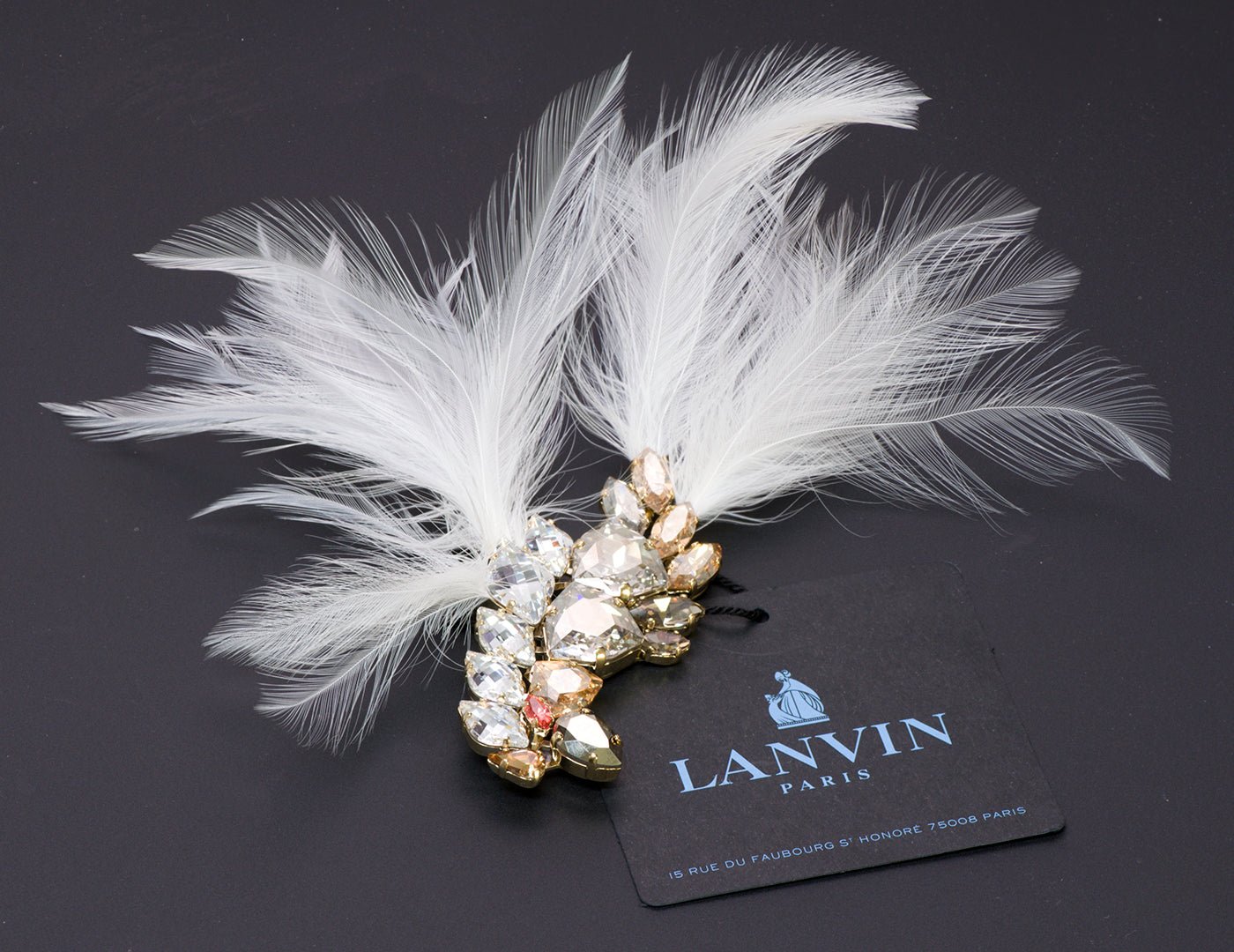 Lanvin Crystal Feather Brooch