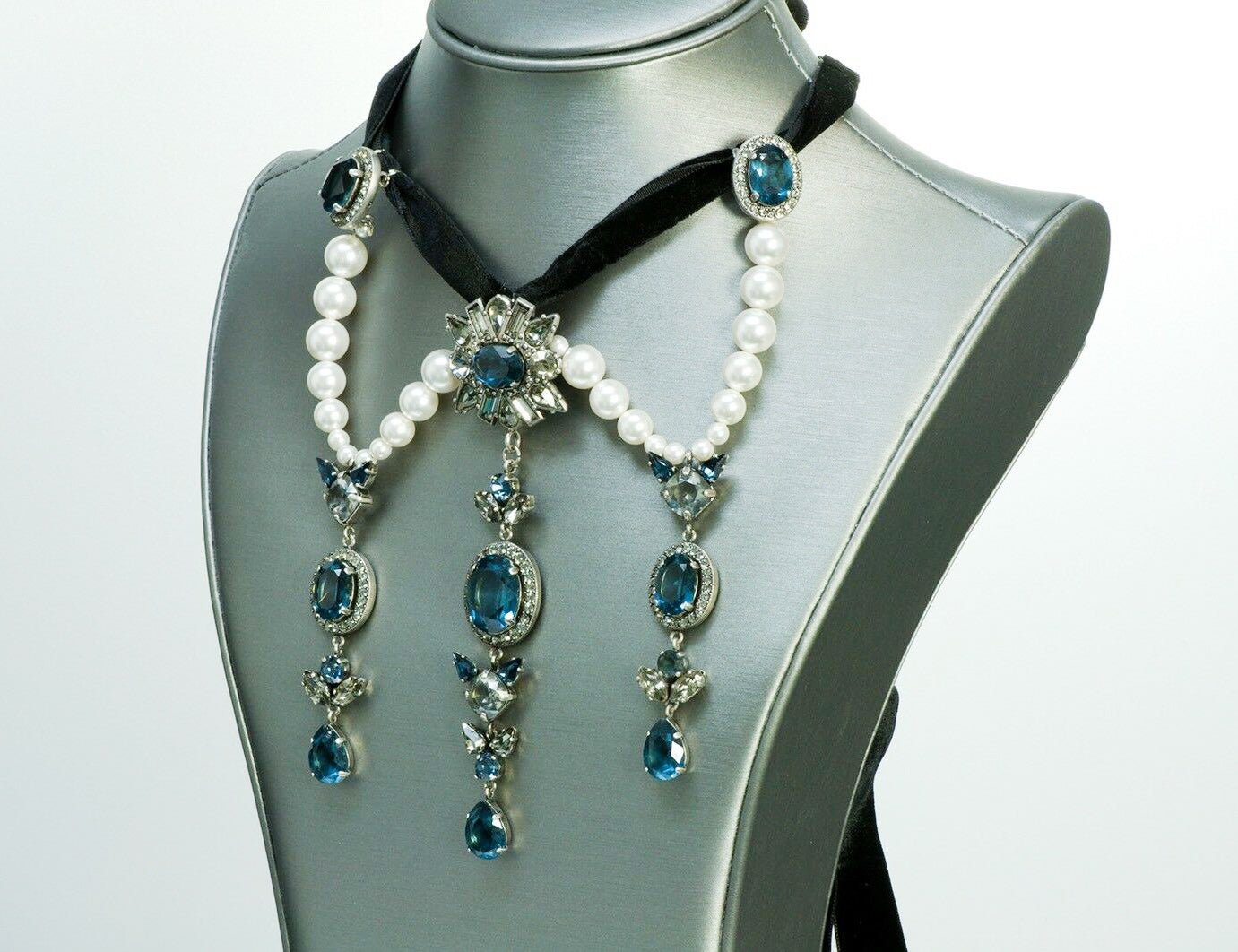 Lanvin Crystal Pearl Drop Necklace
