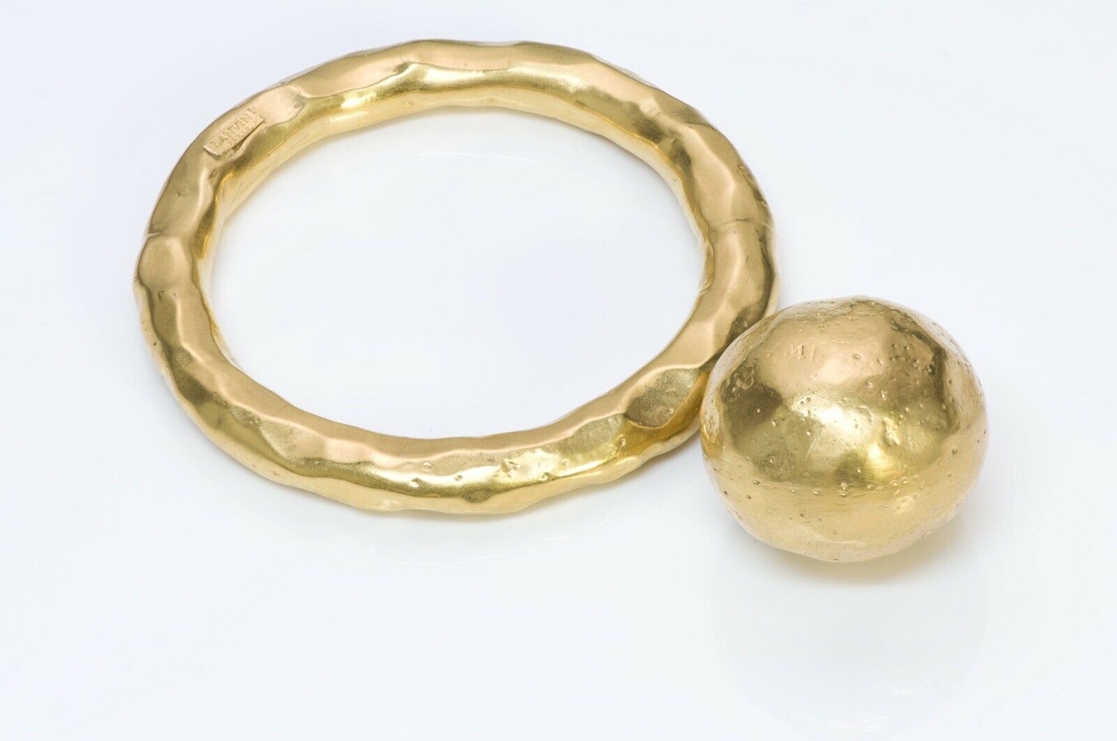 LANVIN Paris 1980’s Gold Plated Ball Bangle Bracelet