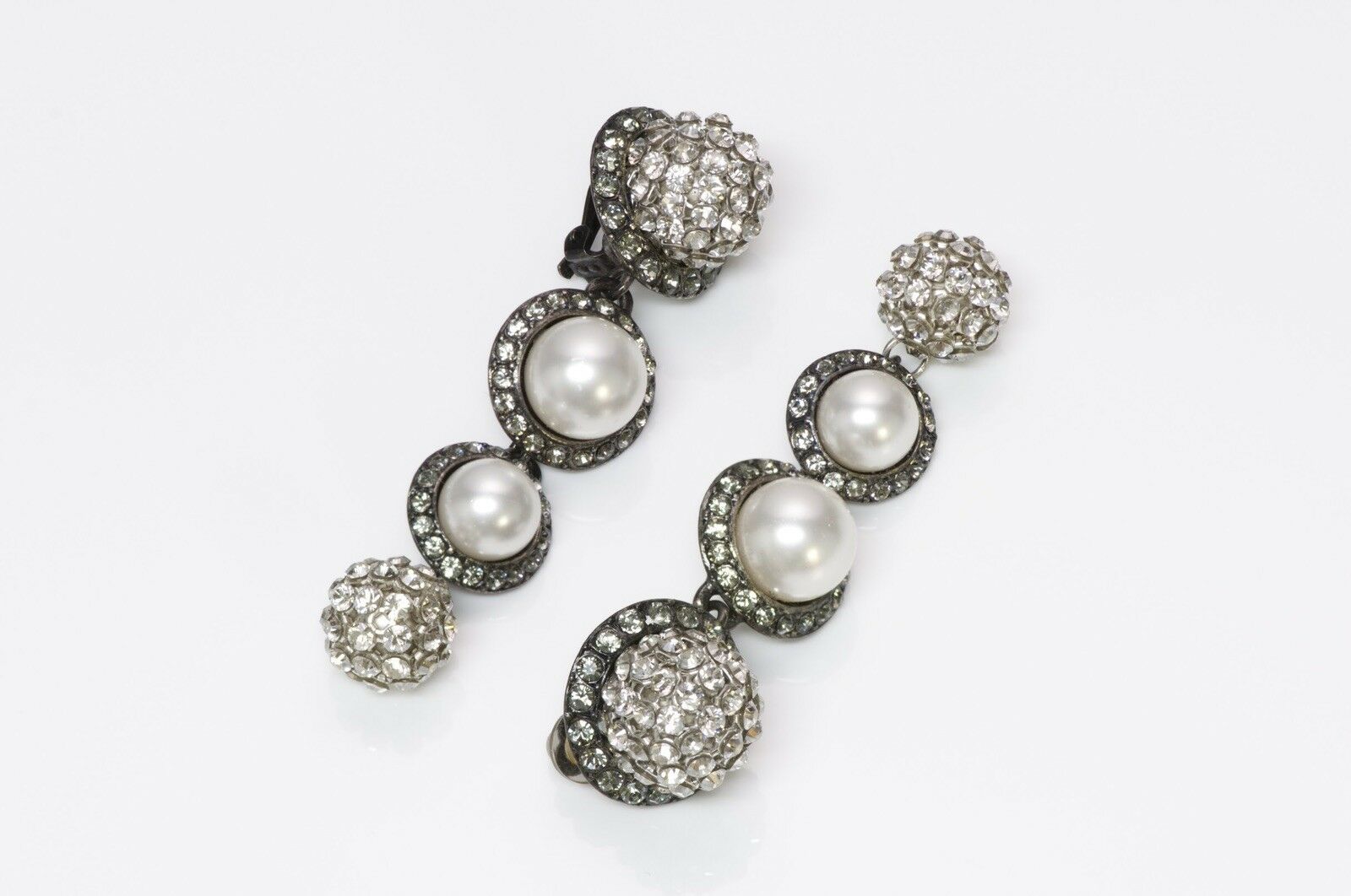 Lanvin Pearl Crystal Drop Earrings