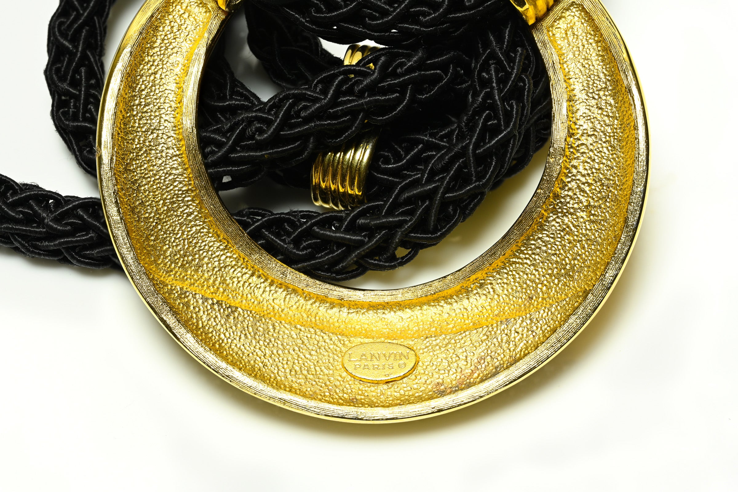 Lanvin Paris Gold Plated Crystal Rope Pendant Necklace