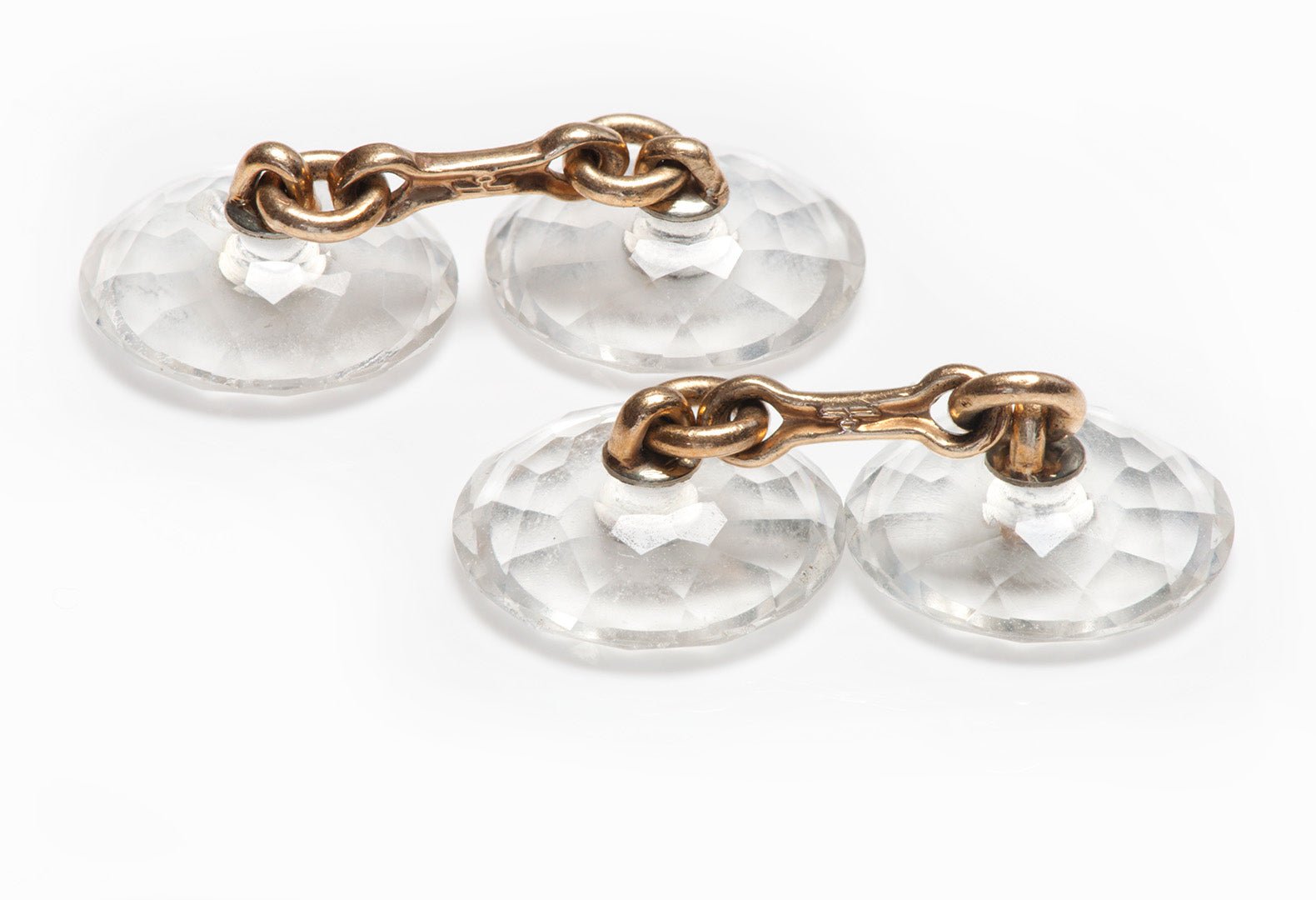 Larter & Sons Art Deco Crystal Gold and Diamond Cufflinks