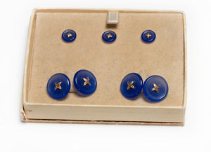 Larter & Sons Chalcedony Gold Button Cufflink and Stud Set