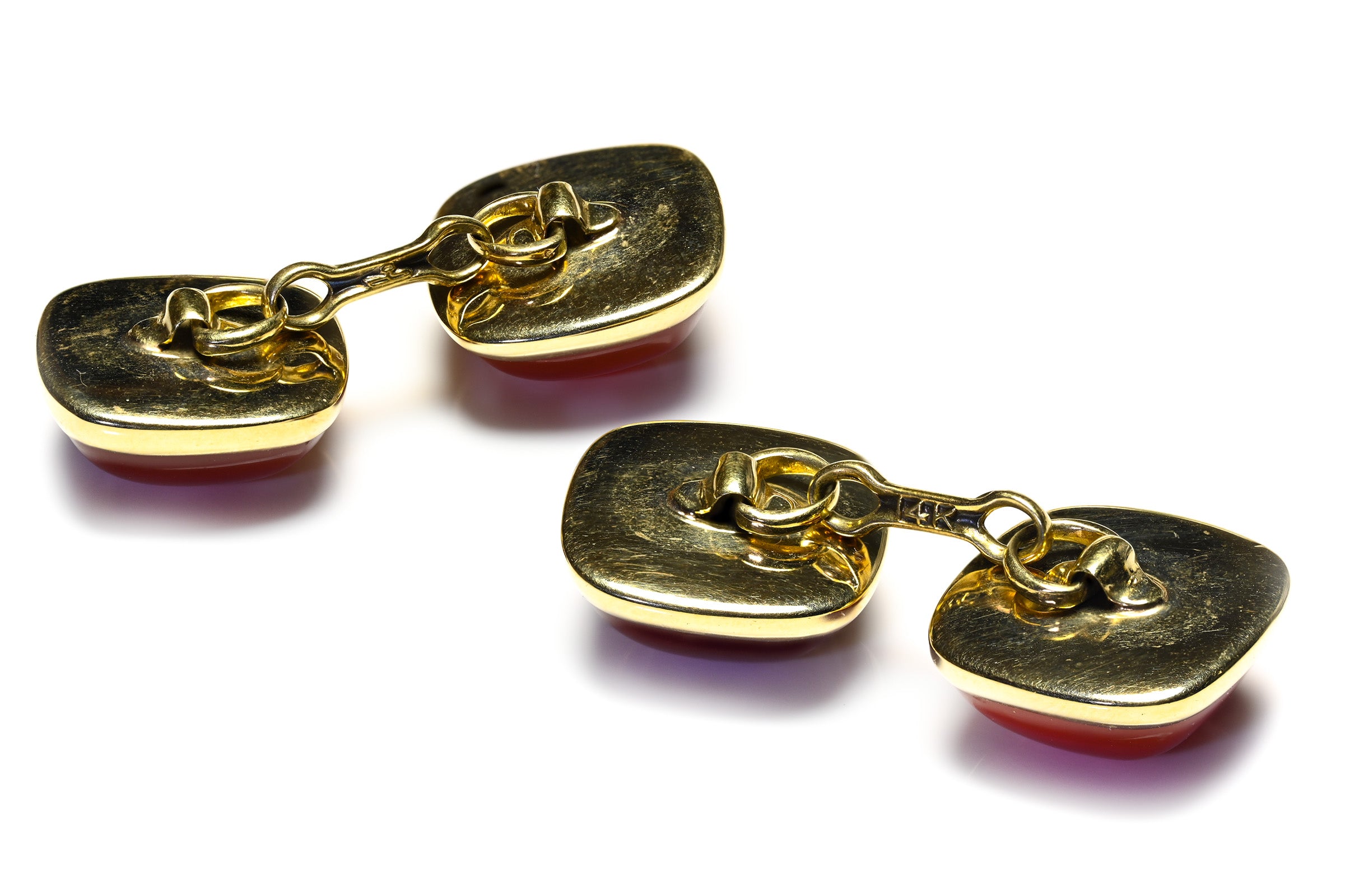 Larter & Sons Gold Cufflinks with Carnelian Cabochons