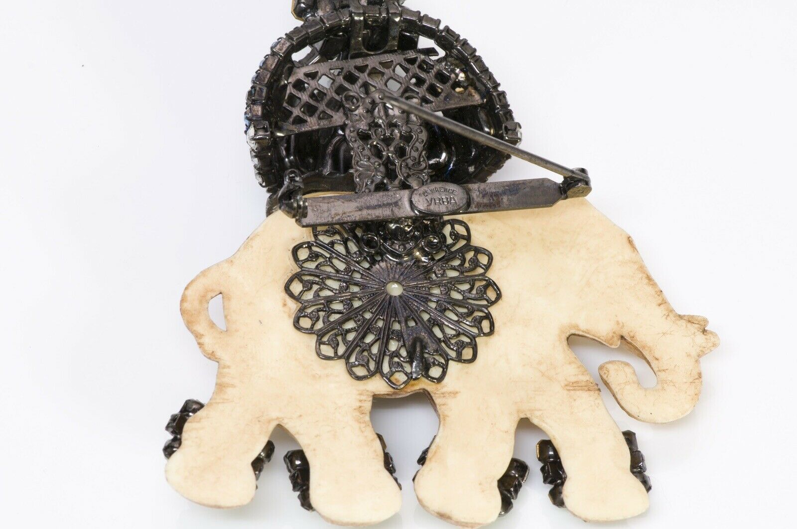 Lawrence VRBA Crystal Elephant Brooch