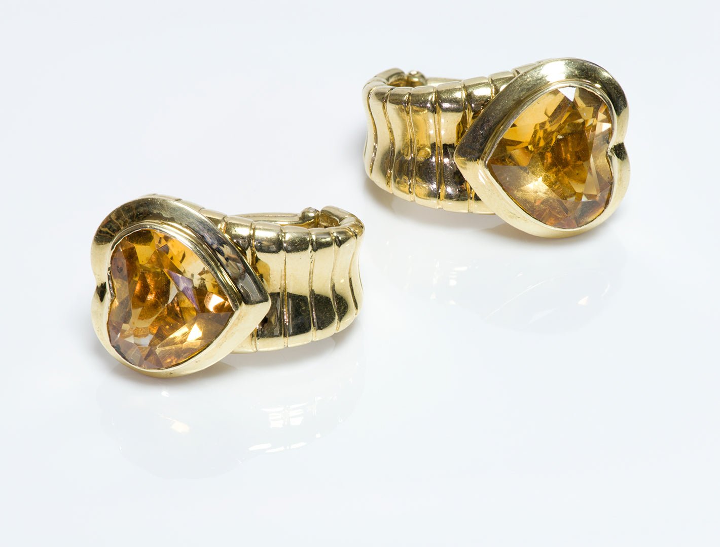 Lepozzi 18K Yellow Gold Heart Citrine Earrings