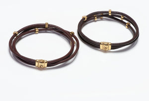 Leslie Greene 18K Gold Diamond Leather Bracelet Necklace Choker