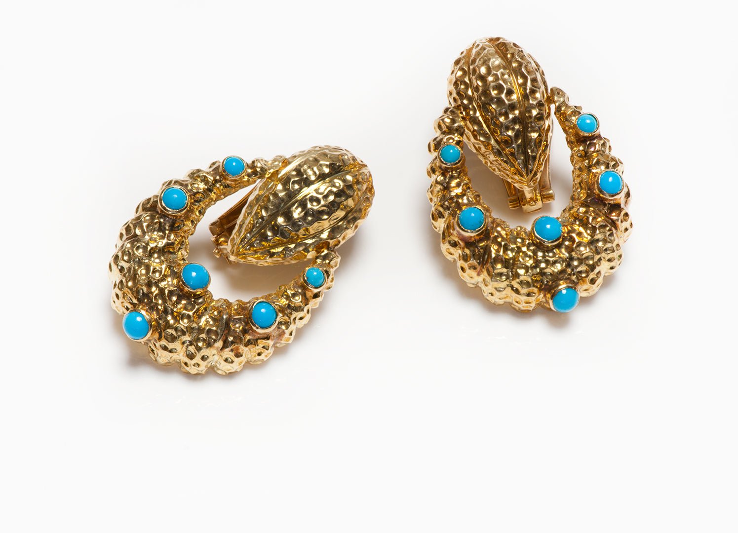 Liana Vourakis 18K Yellow Gold Turquoise Door Knocker Earrings