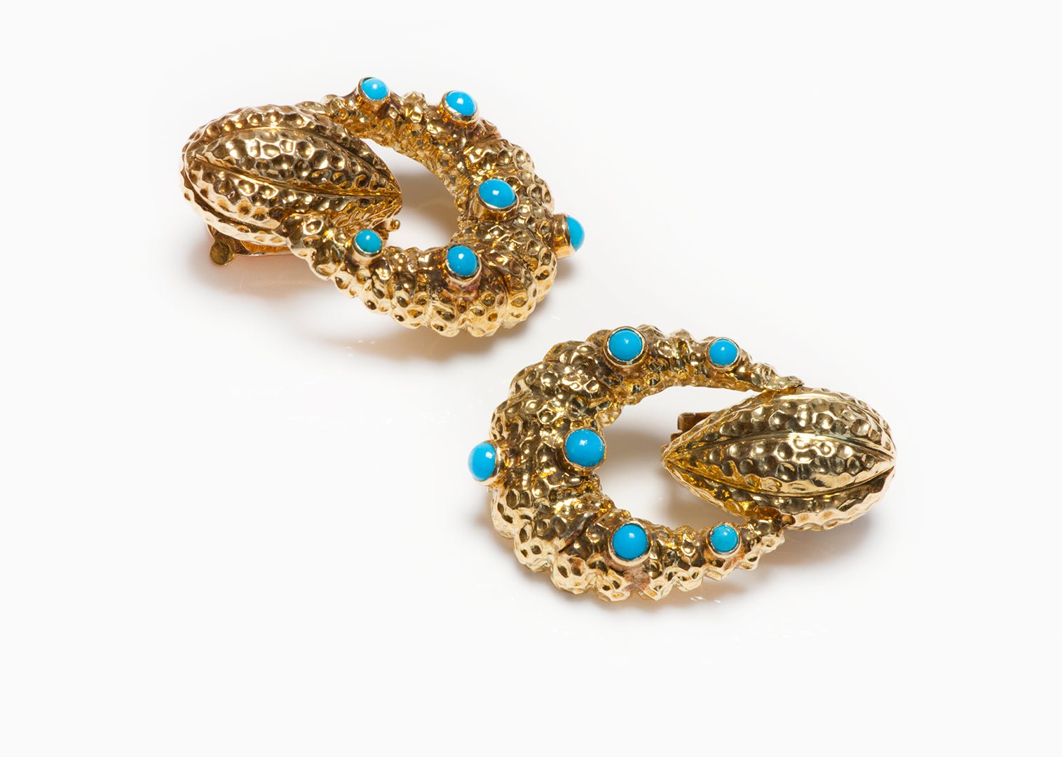 Liana Vourakis 18K Yellow Gold Turquoise Door Knocker Earrings