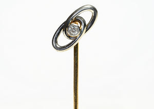 Antique Platinum Gold Links Diamond Stick Pin
