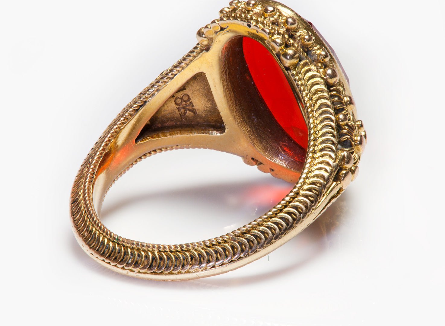 Louis Comfort Tiffany Fire Opal Filigree Gold Ring