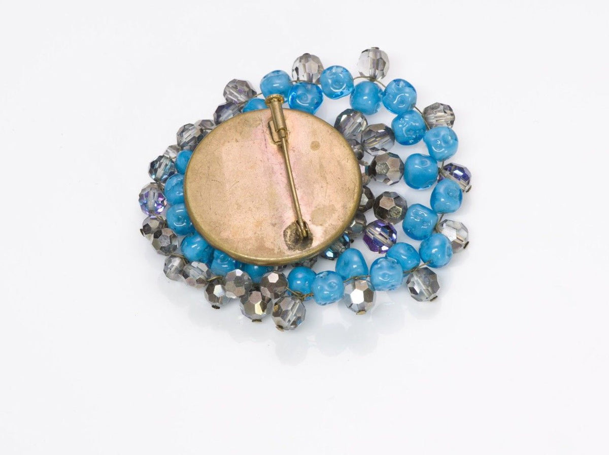 Louis Rousselet 1940’s Turquoise Glass Brooch
