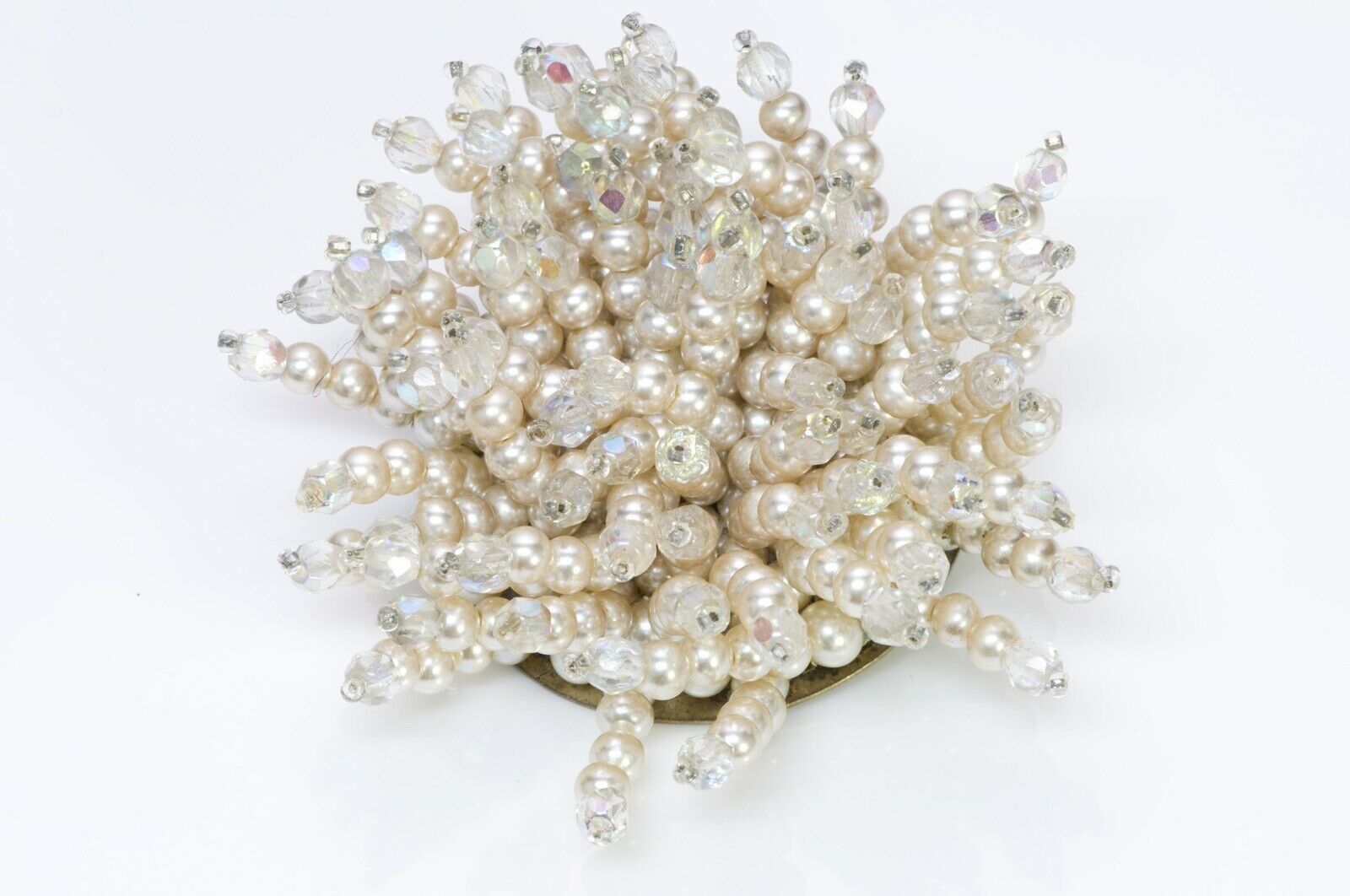 Louis Rousselet Paris 1940’s Pearls Crystal Brooch