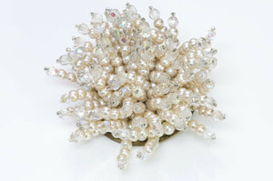 Louis Rousselet Paris 1940’s Pearls Crystal Brooch
