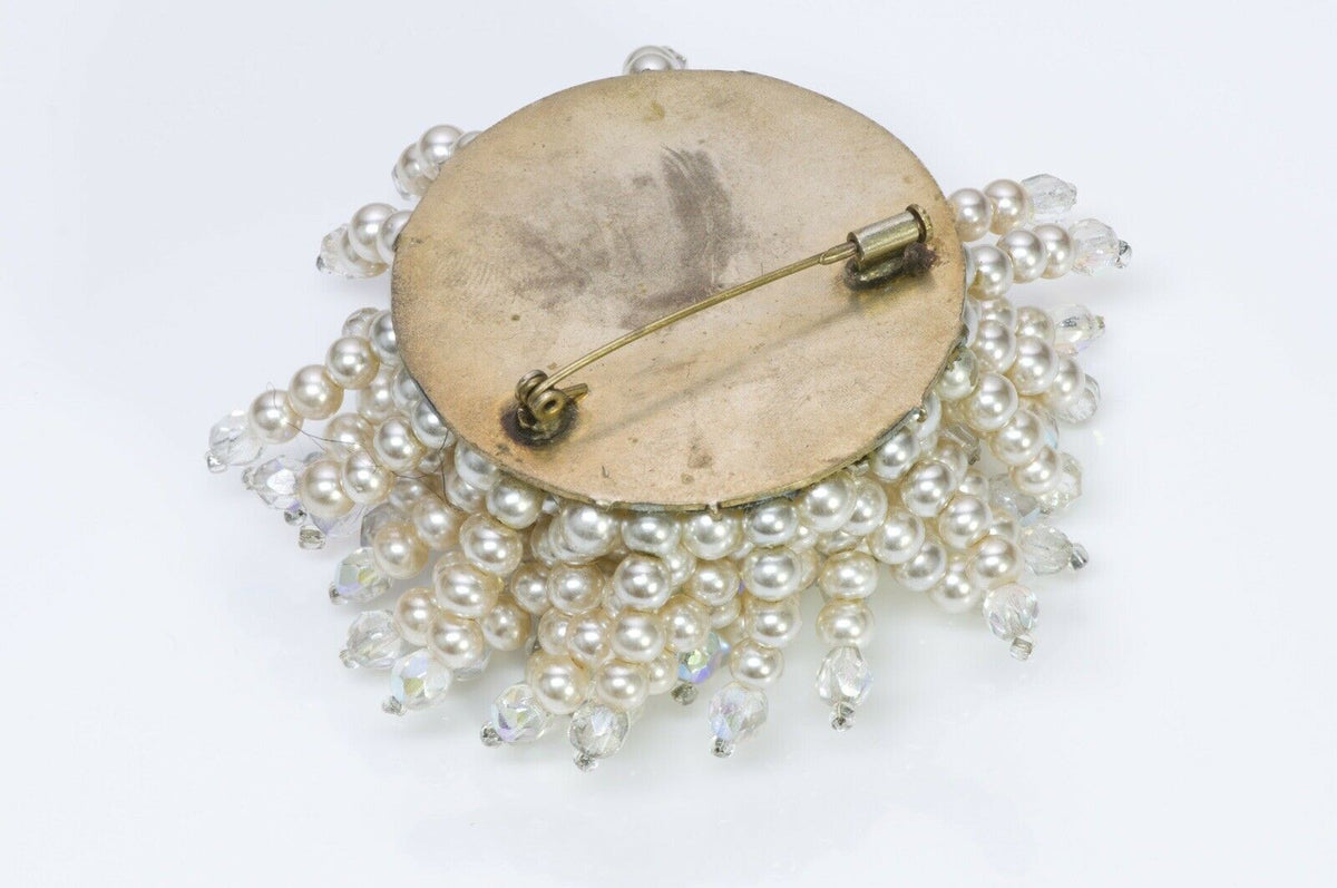 Louis Rousselet Paris 1940’s Pearls Crystal Brooch
