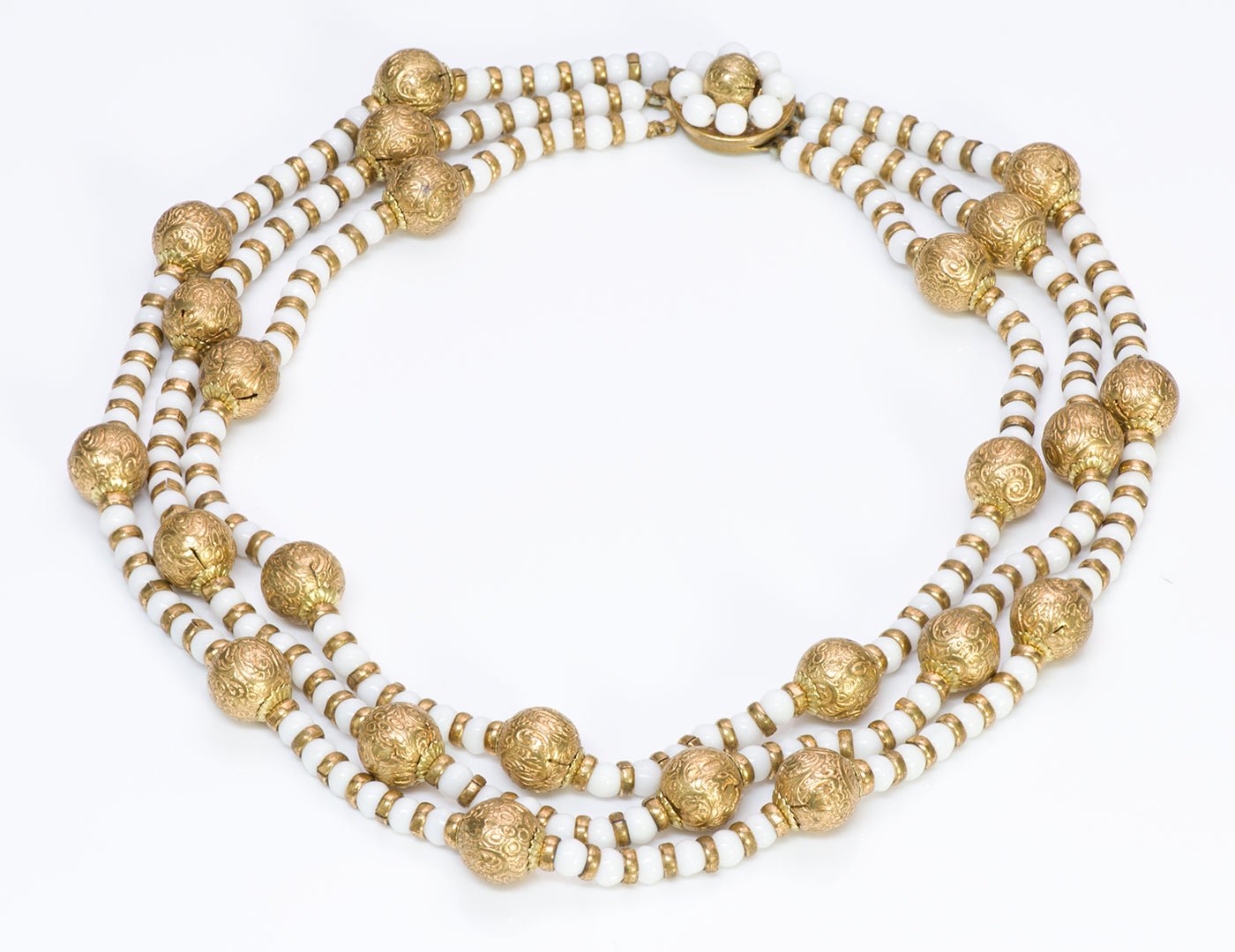 Louis Rousselet Paris 1950’s White Bead Necklace