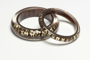 Louis Vuitton LV Monogram Brown Lucite Acrylic Bangle Bracelets