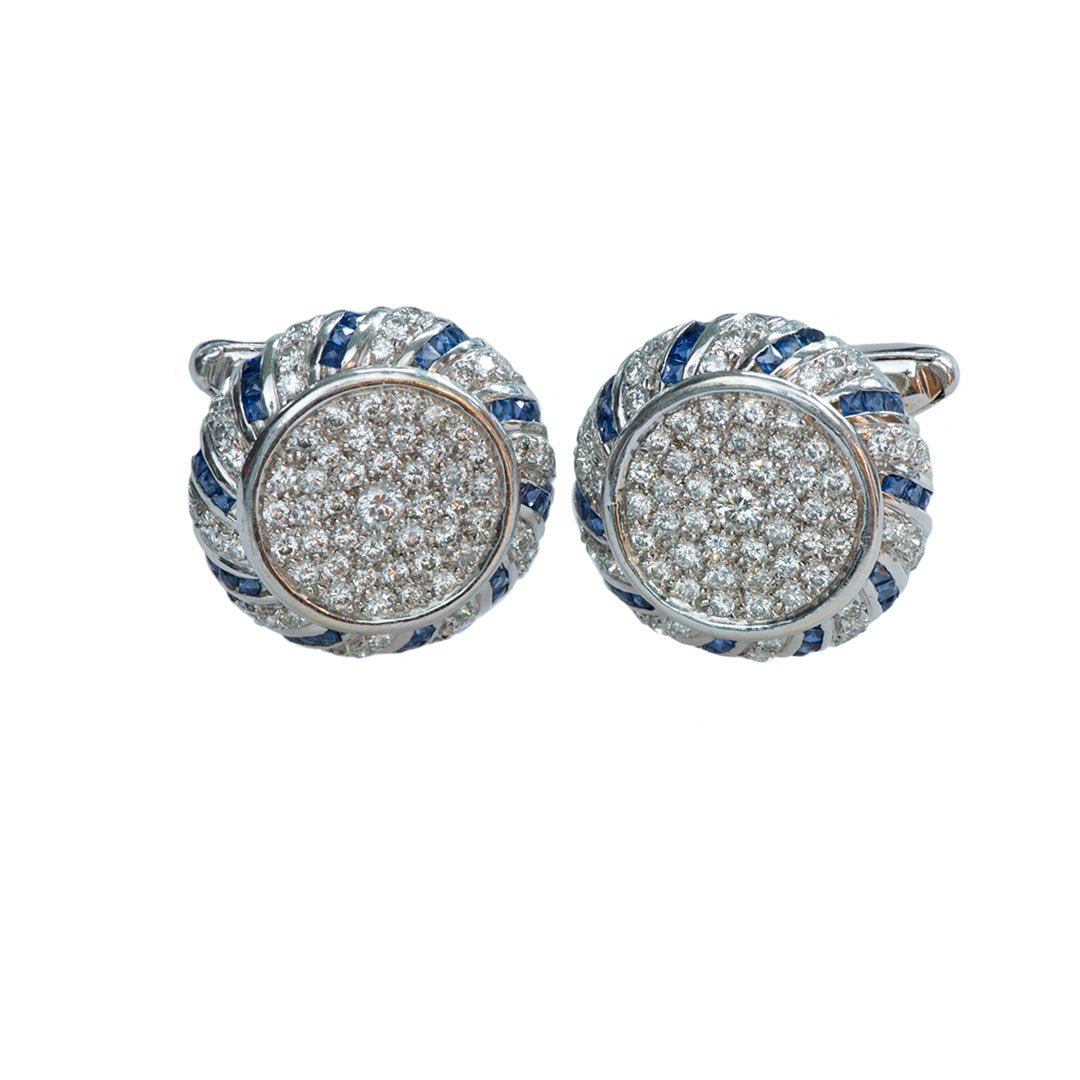 Lucien Piccard Sapphire Diamond Cufflinks