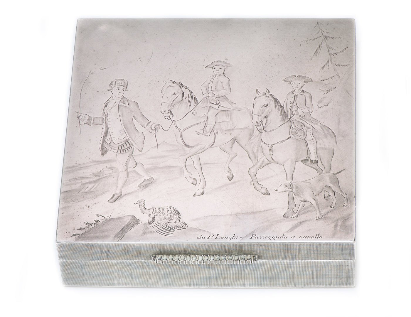 M. Buccellati Silver Box "La Passeggiata a Cavallo"