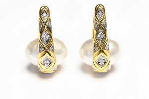 Mabe Pearl Diamond Earrings 18K Yellow Gold