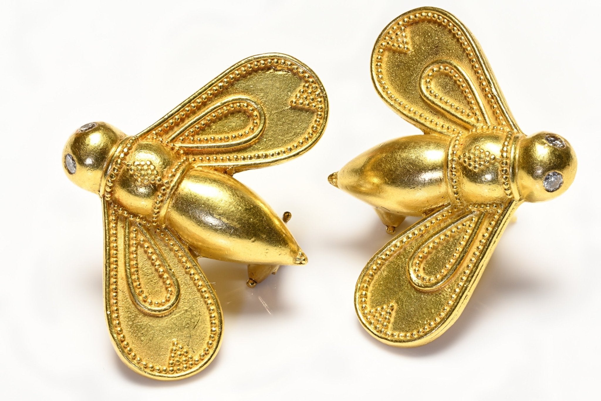 Maija Neimanis 22K Gold Diamond Bee Earrings