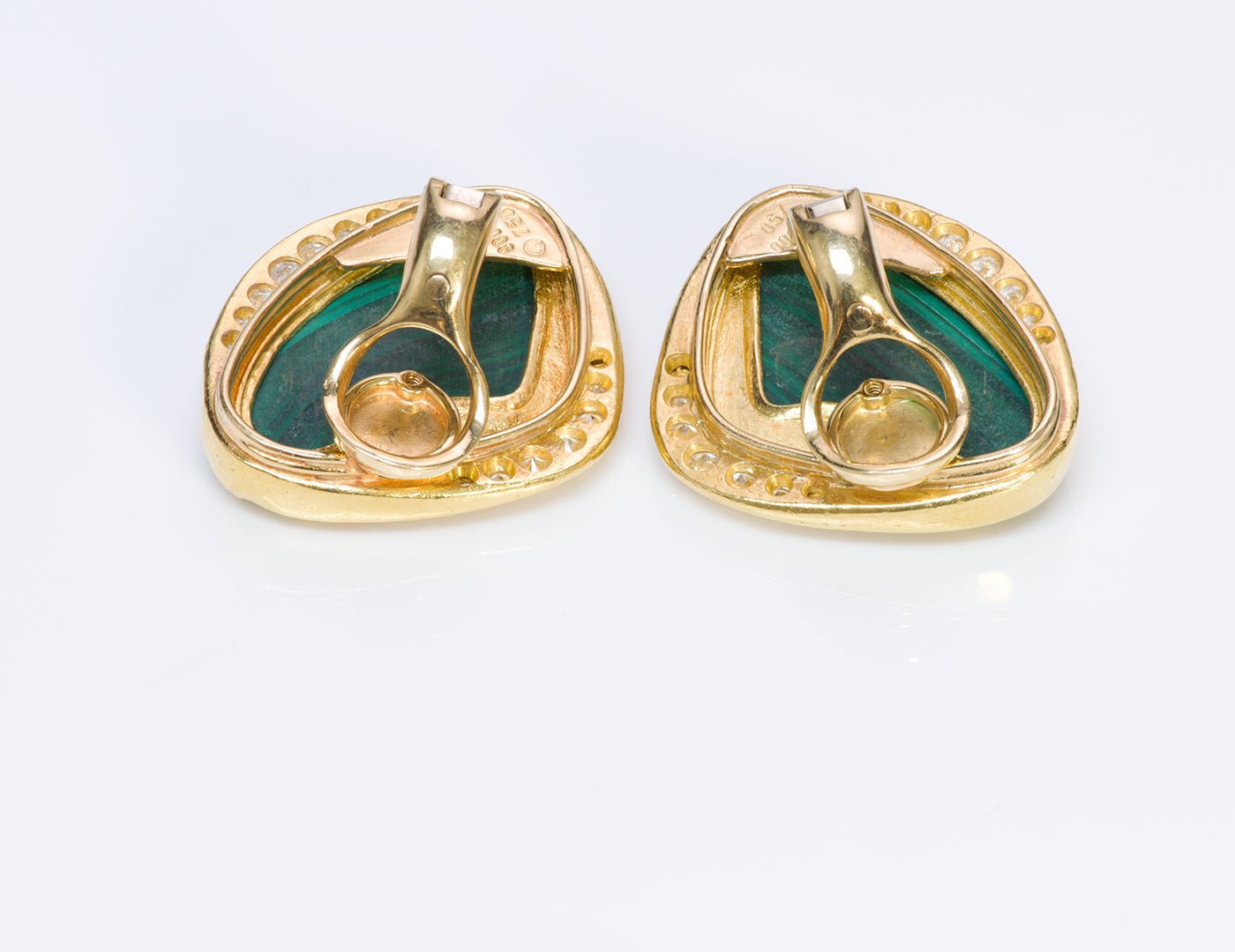 Malachite Diamond 22K Yellow Gold Pendant Earrings Set