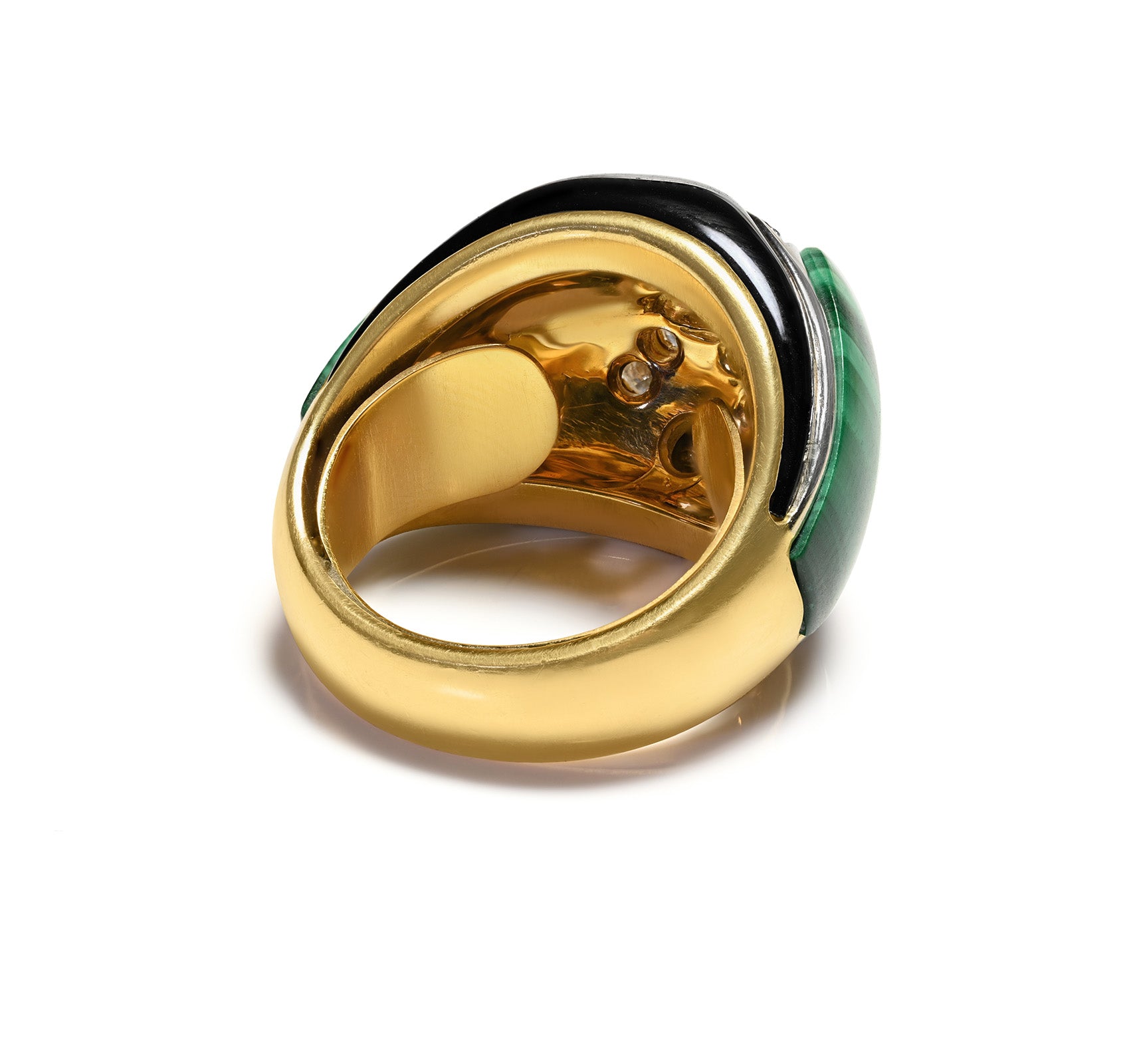 Diamond Malachite Enamel Ring 18K Gold Rings