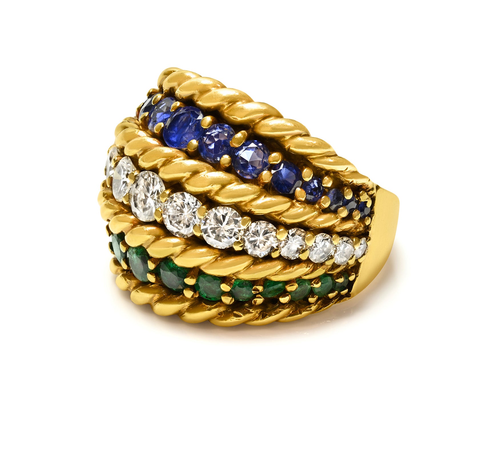 Marchal Marchak 18K Gold Diamond Emerald Ring 