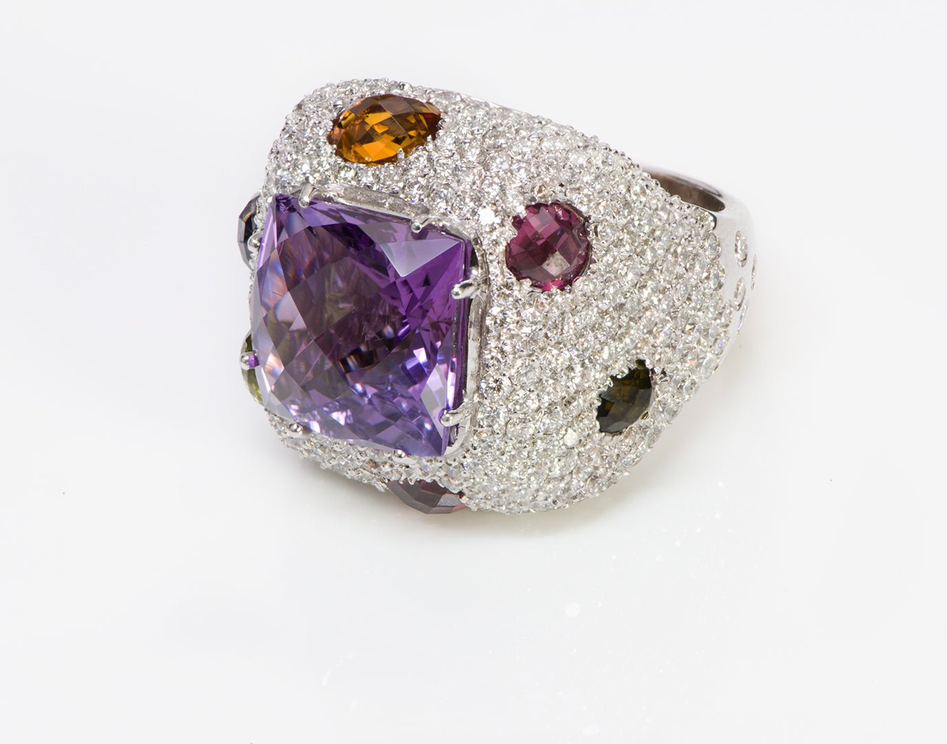 Marco Valente 18K Gold Amethyst Diamond Gemstone Ring