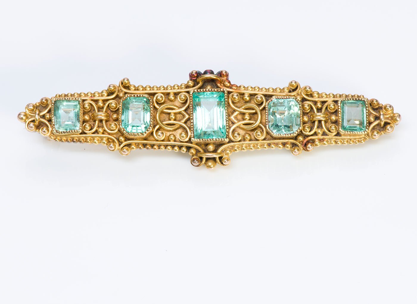Marcus & Co. Antique Emerald Gold Brooch