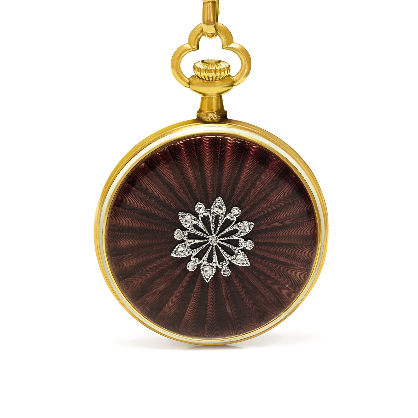 Marcus Co. Gold Enamel Pendant Watch Chain diamond 