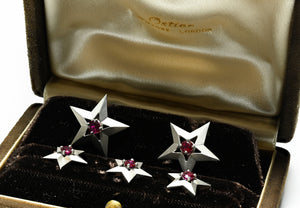 Marianne Ostier Gold Ruby Star Cufflink and Stud Set