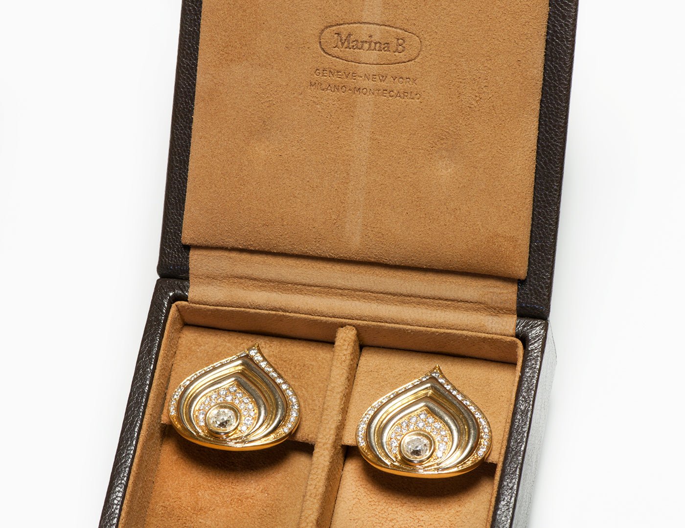 Marina B. 18K Gold "Paon" Diamond Earrings