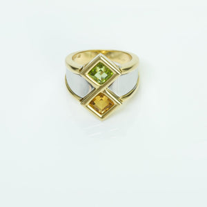 Marina B 18K Gold Peridot Citrine Ring