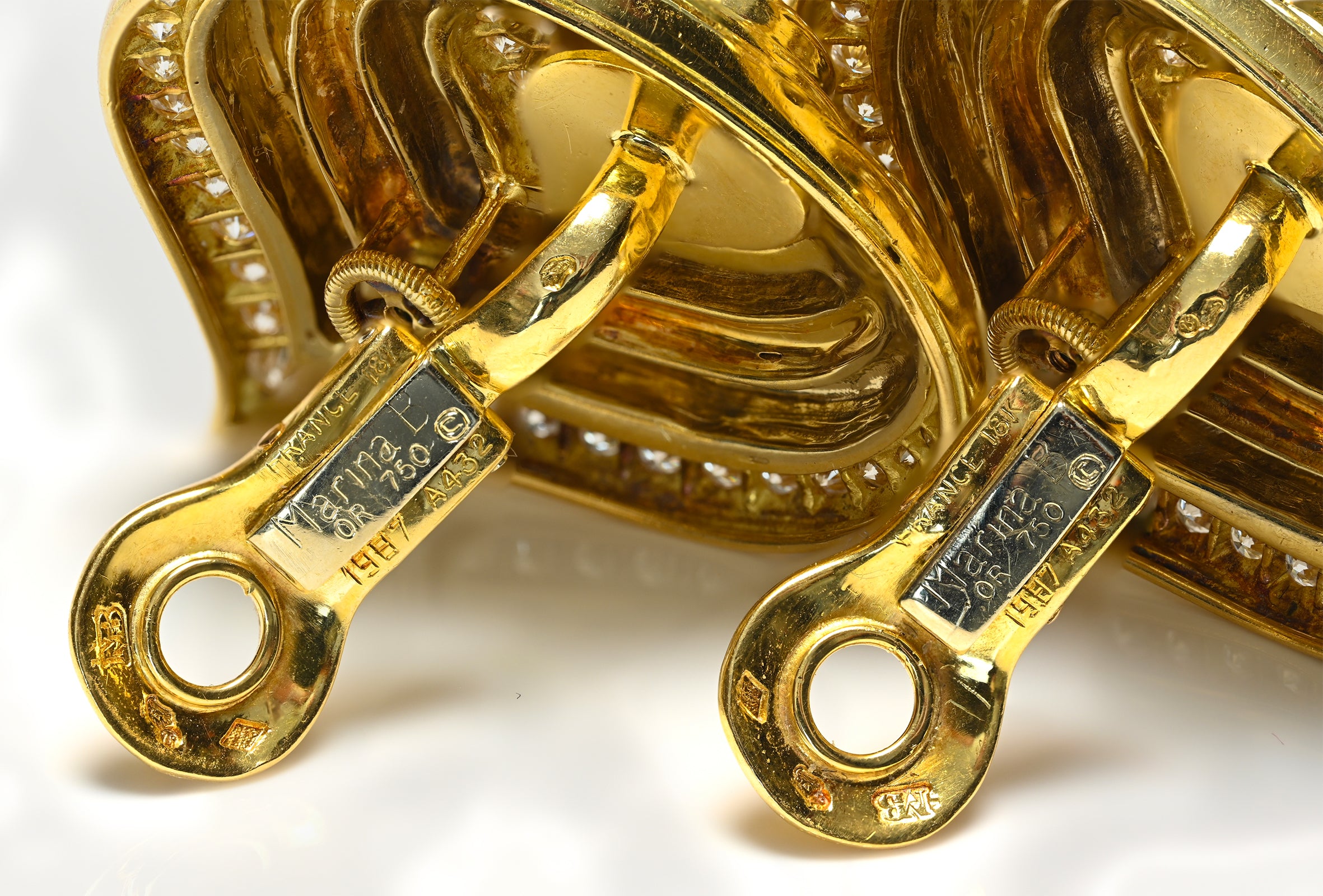 Marina B. 18K Gold "Paon" Diamond Earrings