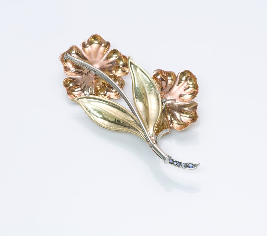 Mario Buccellati Emerald Gold Flower Brooch