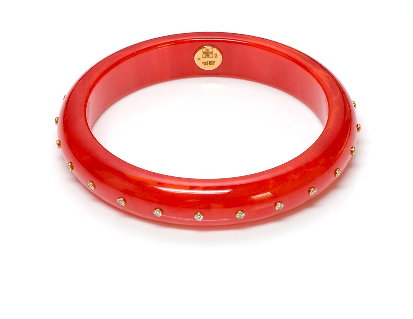 Mark Davis Red Bakelite Diamond Bangle Bracelet