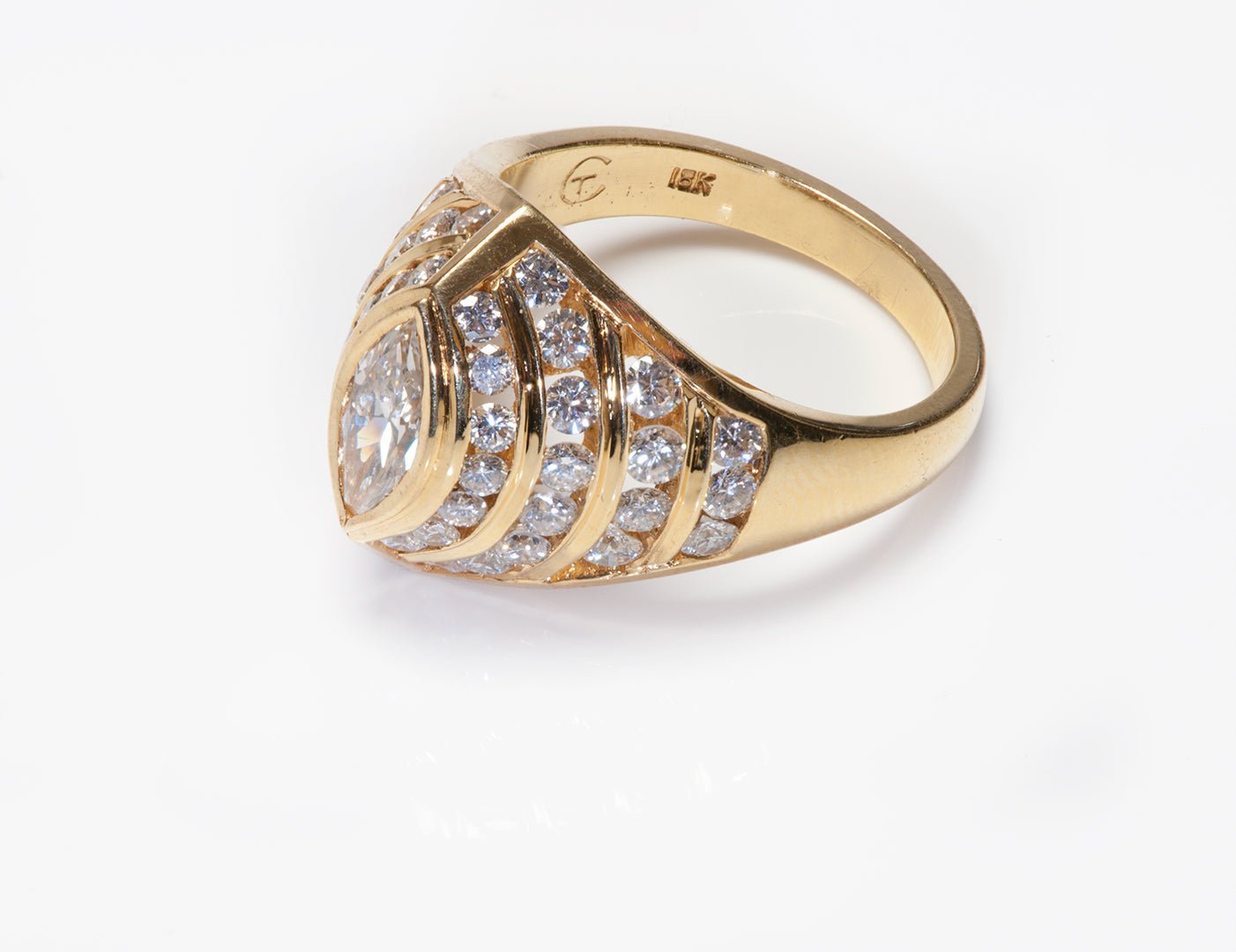 Marquise & Brilliant Cut Diamond 18K Gold Ring