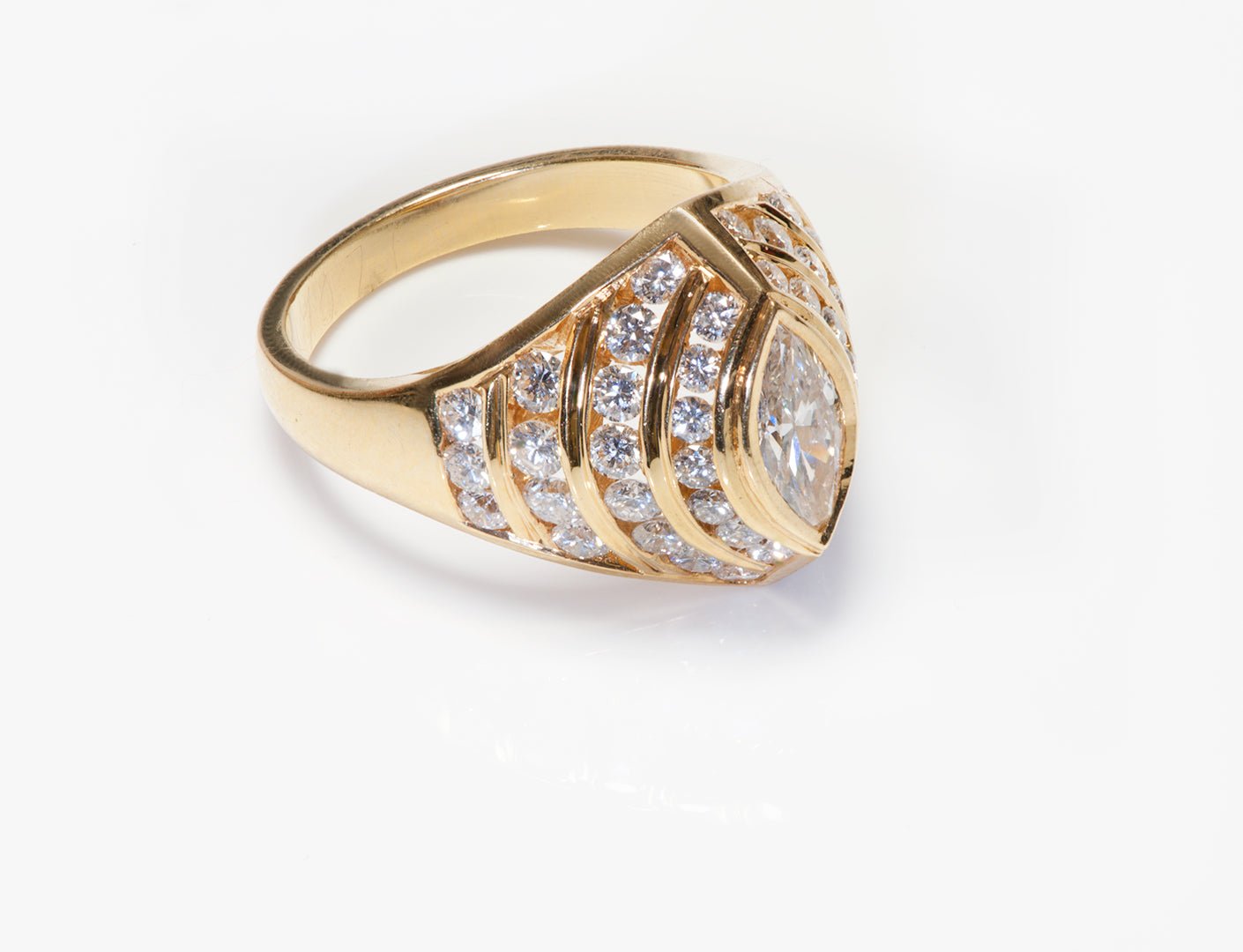 Marquise & Brilliant Cut Diamond 18K Gold Ring