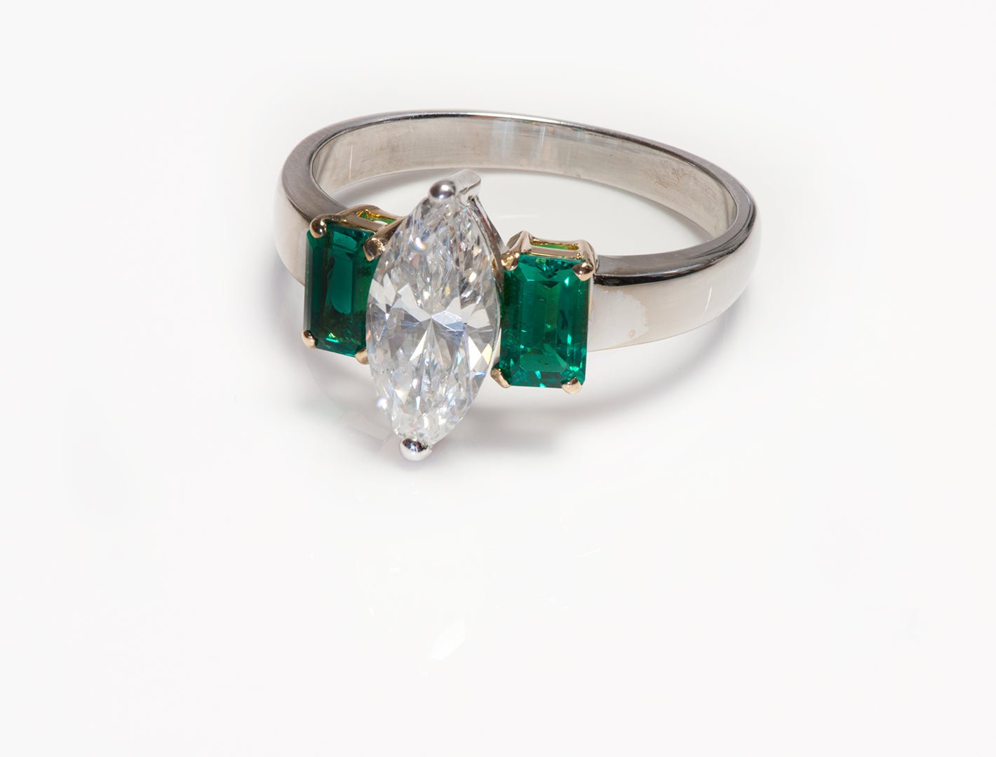 Marquise Diamond Emerald Ring