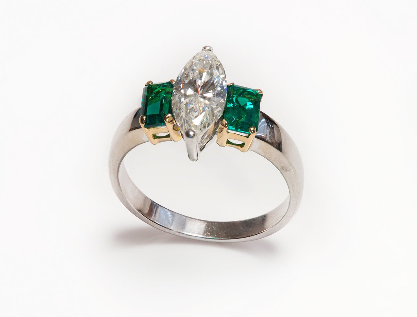 Marquise Diamond Emerald Ring