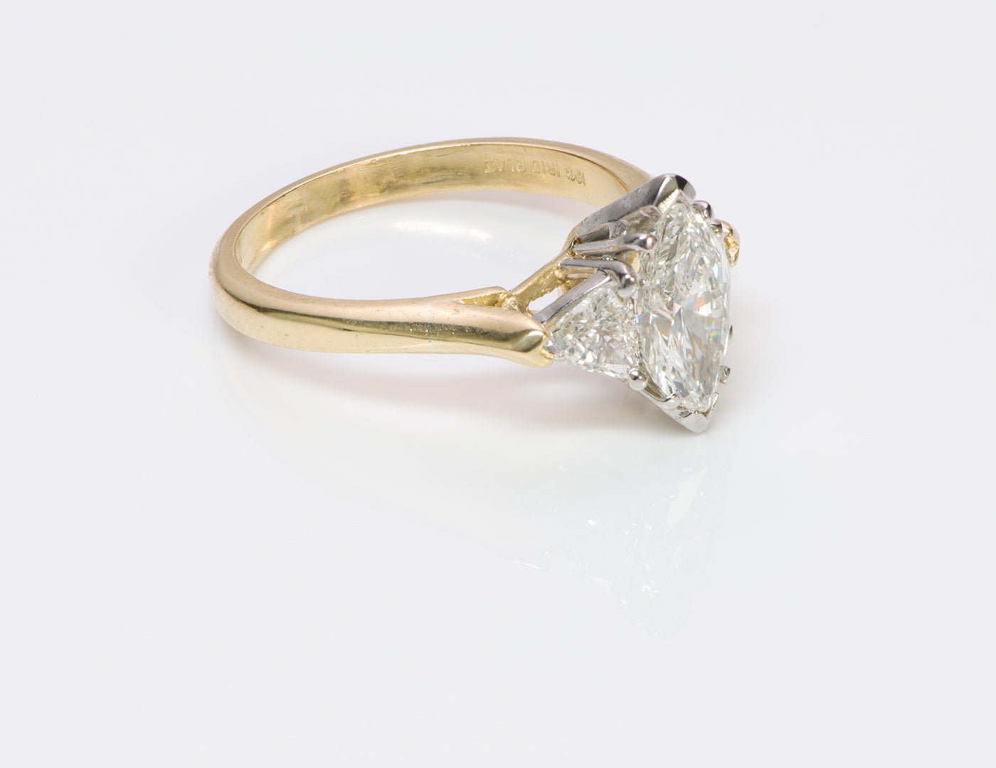 Marquise & Trillion Diamond 18K Gold & Platinum Engagement Ring