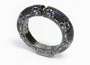Matthew Campbell Laurenza M.C.L Blue Topaz Sapphire Enamel Bangle Bracelet