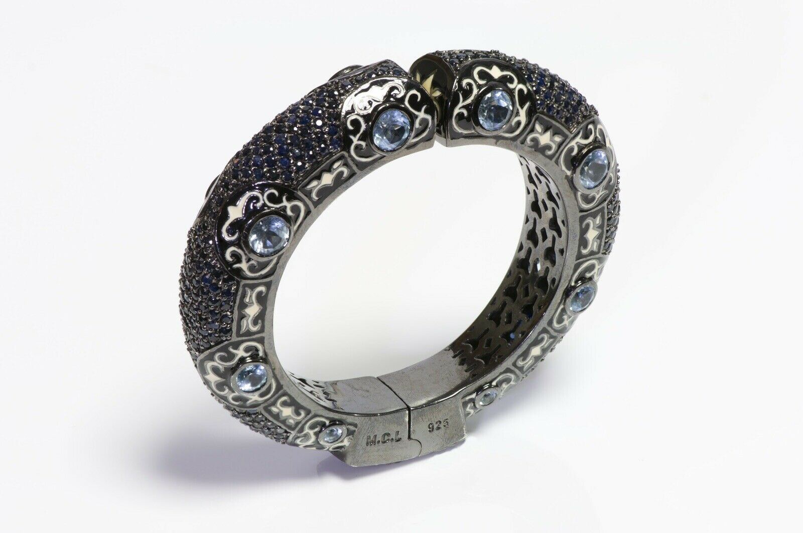 Matthew Campbell Laurenza M.C.L Blue Topaz Sapphire Enamel Bangle Bracelet